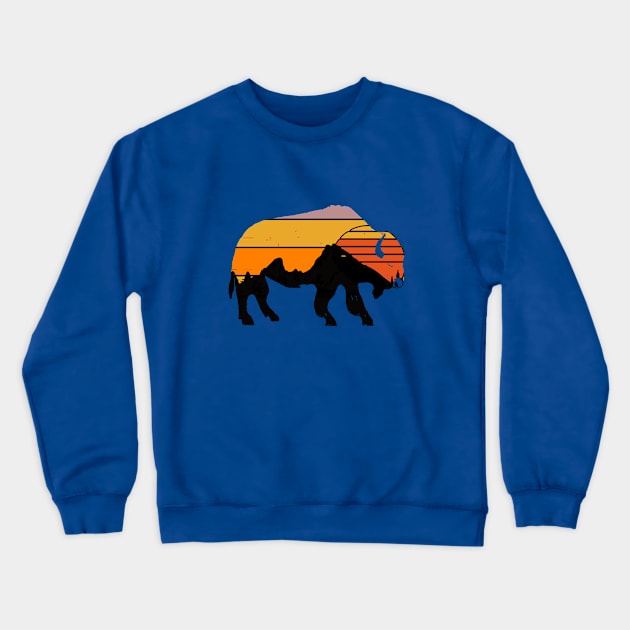 sunset buffalo Crewneck Sweatshirt by theplaidplatypusco